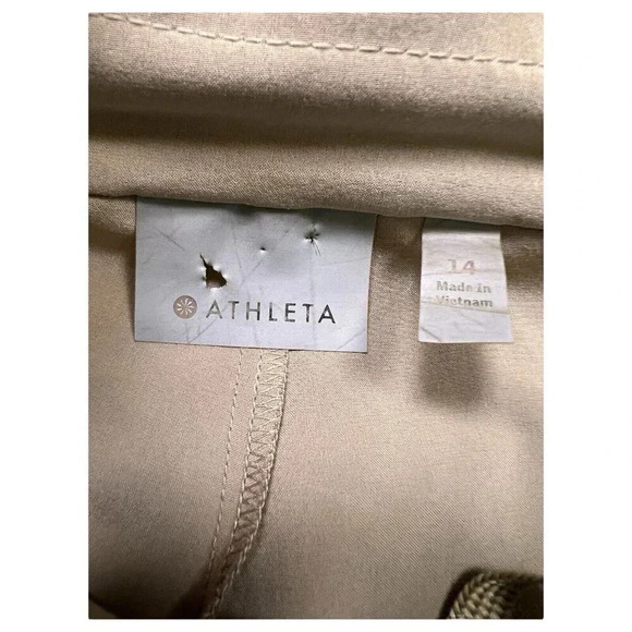 ATHLETA Lightweight Tan Beige Fit & Flare Mini Skirt Size 14 Built in Shorts - Picture 7 of 7